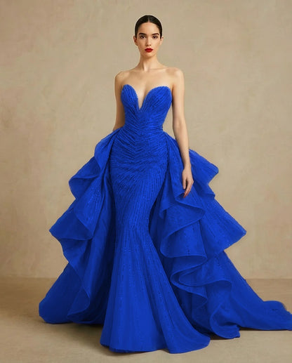 Graceful Sweetheart Sequins Embroidery Mermaid Strapless Evening Dress