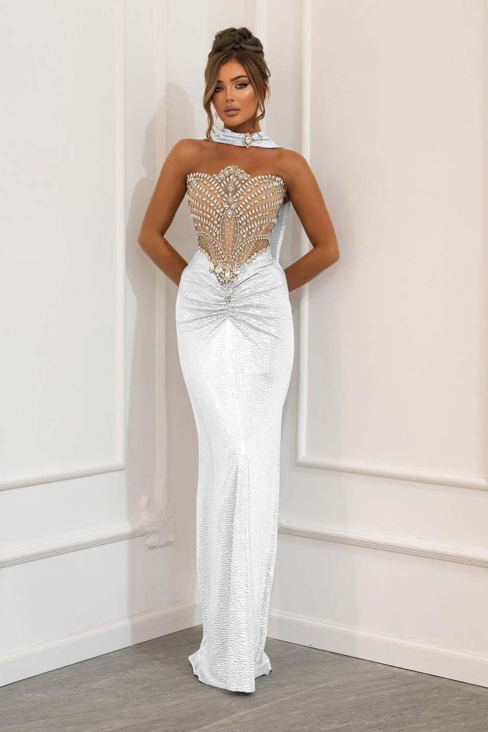 Sleeveless Strapless Mermaid Prom Dress With Beads