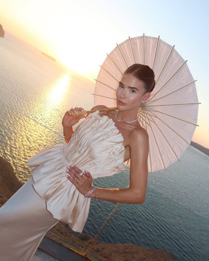 Stunning Sleeveless Square Pleated Evening Dress