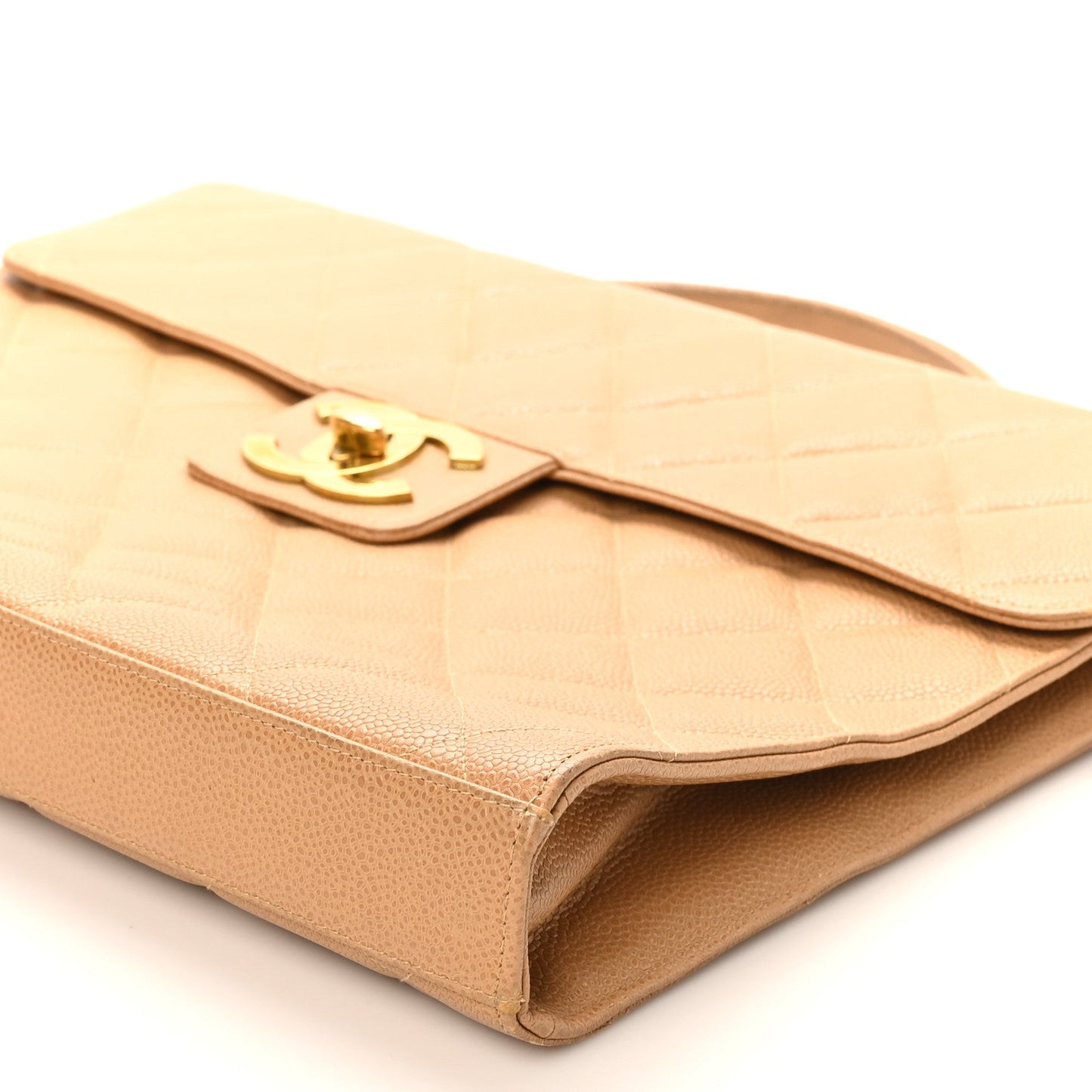 Caviar Quilted Briefcase Laptop Bag Beige