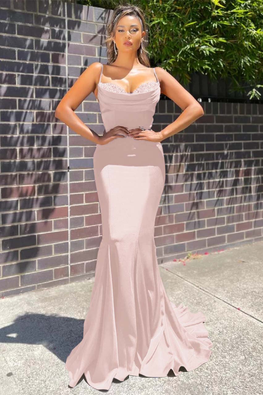 Long Spaghetti-Straps Mermaid Prom Dress
