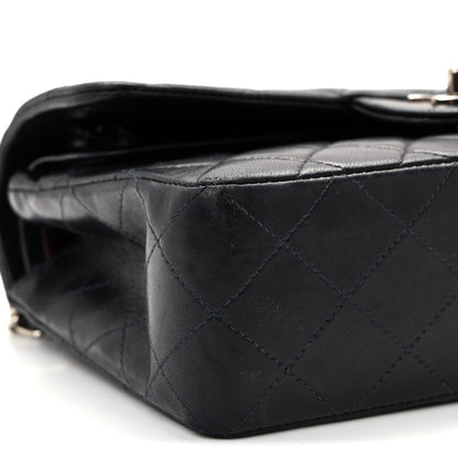 Lambskin Quilted Small Double Flap Navy