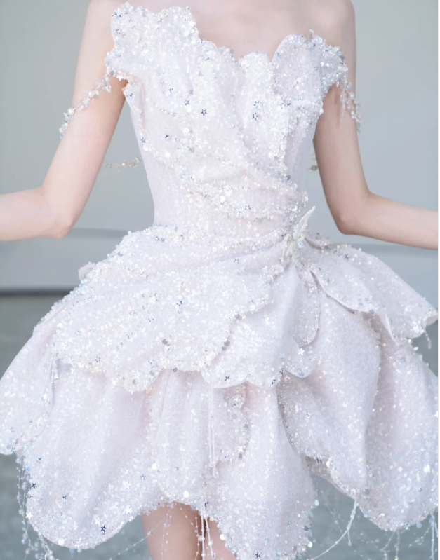 Ruffled Mini Birthday Dress Sequin Short Prom Dress Homecoming Dress fg8652