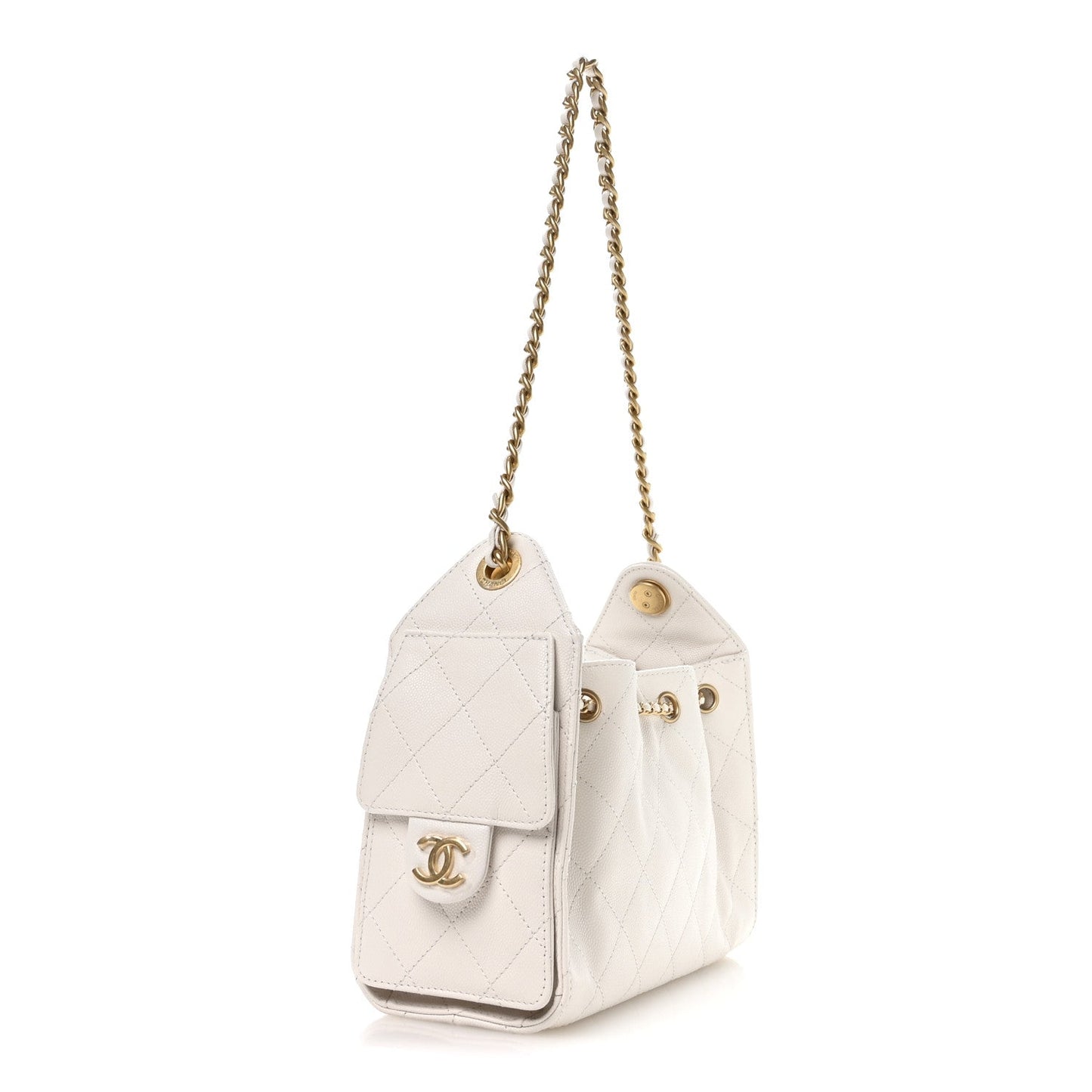 Caviar Quilted Mini Chanel 25 Handbag White