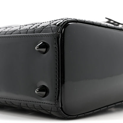 Ultraglossy Patent Cannage Small Lady Dior Black