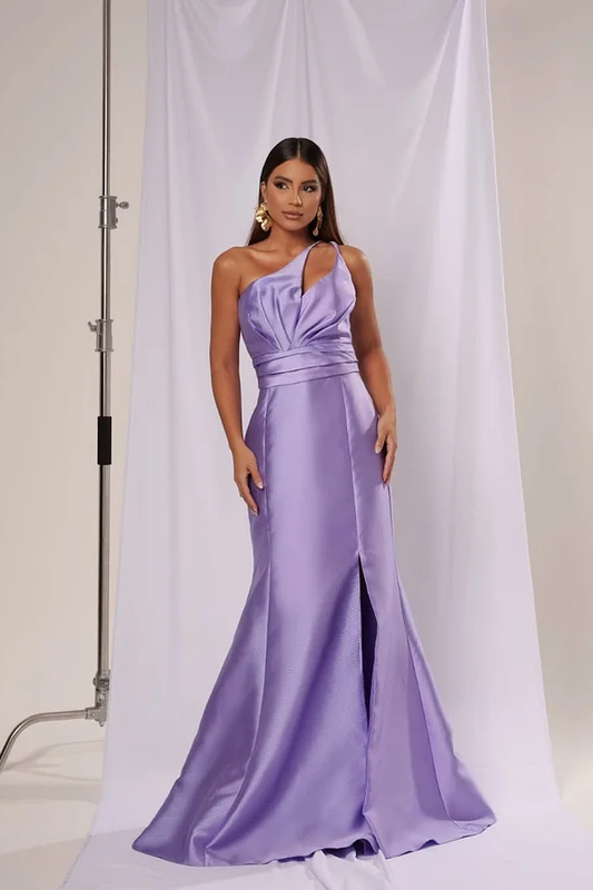 Purple Sleeveless Halter Straps Mermaid Long Prom Dress