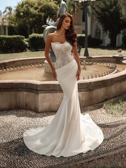White Sleeveless Strapless Square Appliques Long Prom Dress