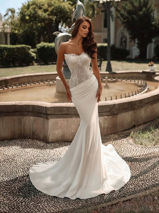 White Sleeveless Strapless Square Appliques Long Prom Dress