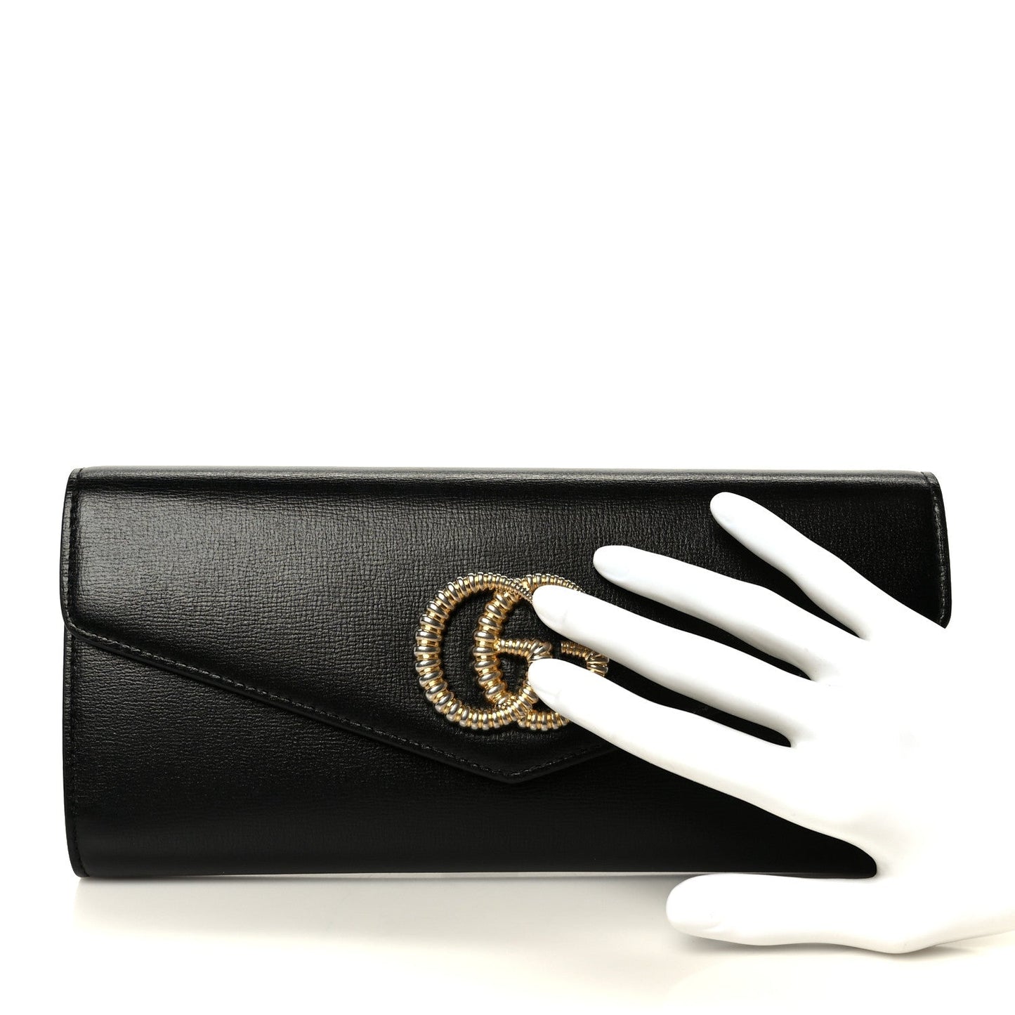 Textured Calfskin Torchon GG Broadway Envelope Clutch Black