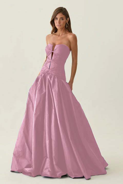 Elegant Dark Navy Sleeveless Strapless Long Evening Dress with Corset