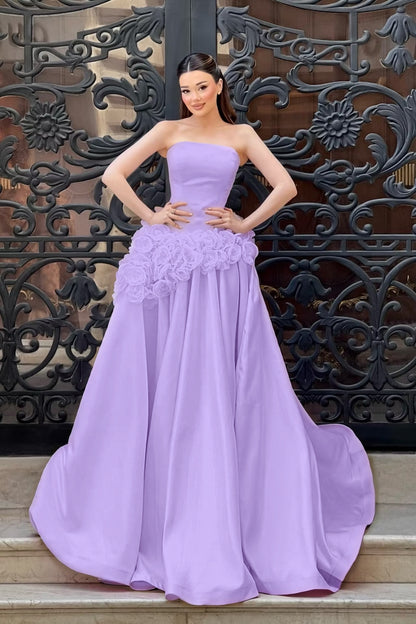 Charming Sleeveless Square A-Line Evening Dress With Handmade Flower