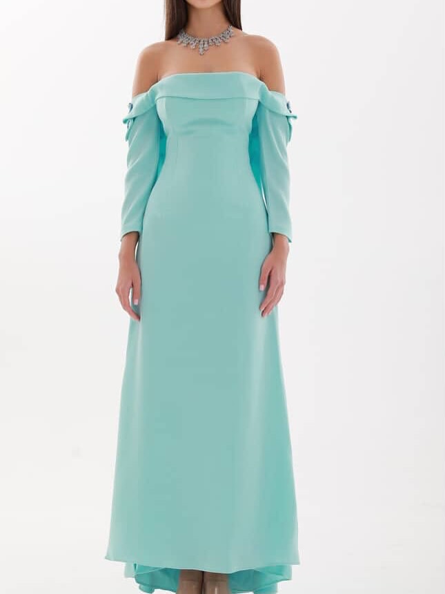 Long Sleeves Strapless Square Prom Dress