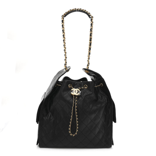 Caviar Quilted Medium Chanel 25 Handbag Black