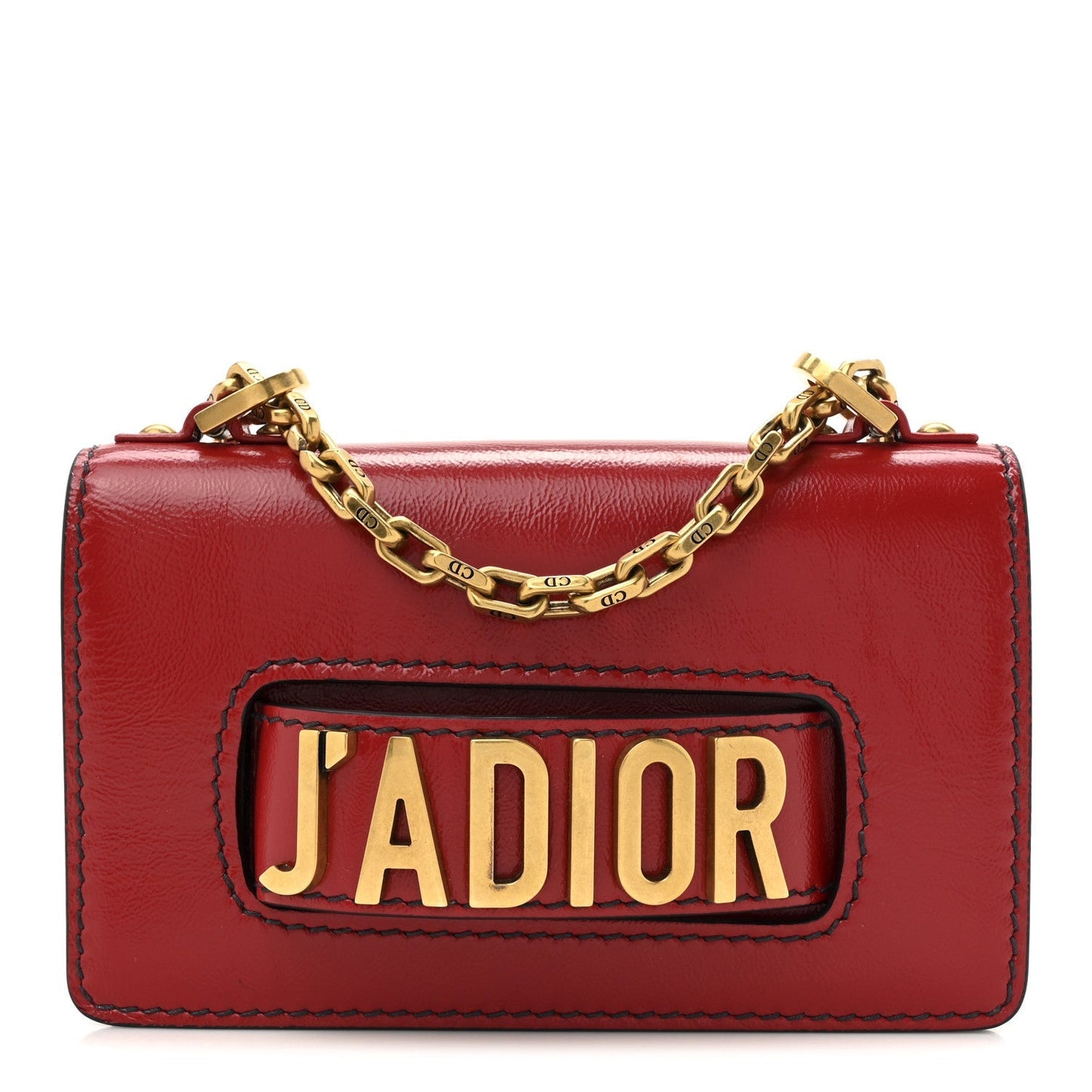 Calfskin J'Adior Chain Flap Bag Red