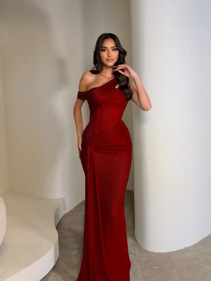 Stunning Sleeveless Sequins Floor Long Mermaid Evening Dress