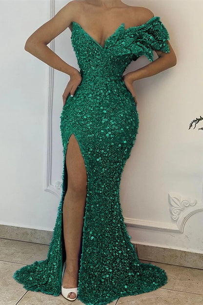 Pretty Lilac  V-Neck Off-The-Shoulder Mermaid Prom Dress