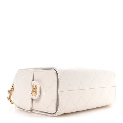 Caviar Quilted Mini Chanel 25 Handbag White
