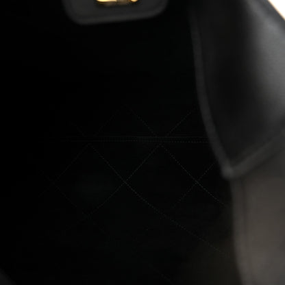 Shiny Lambskin Quilted Medium Hobo Black
