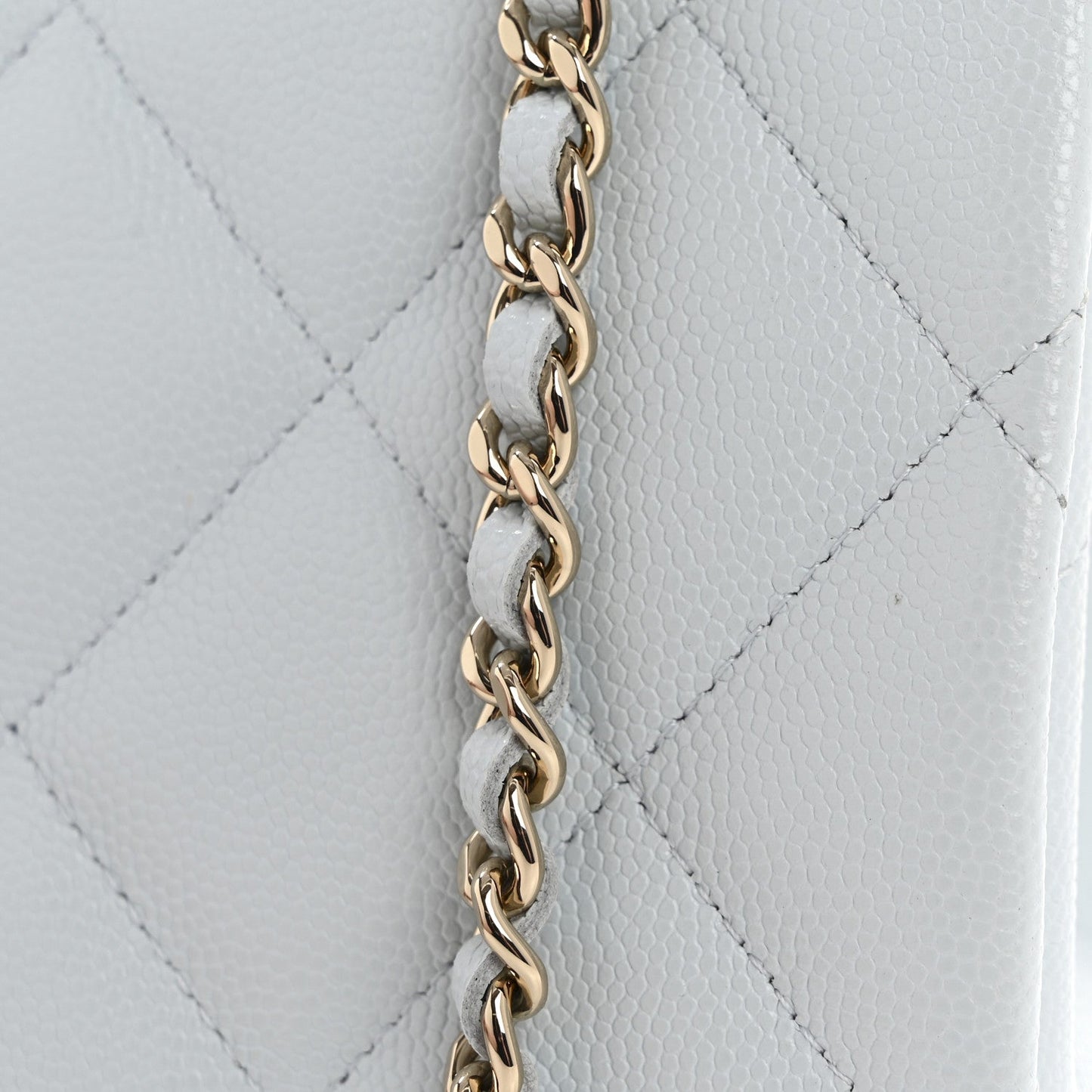 Caviar Quilted Mini Retro Twist Top Handle Flap Light Blue