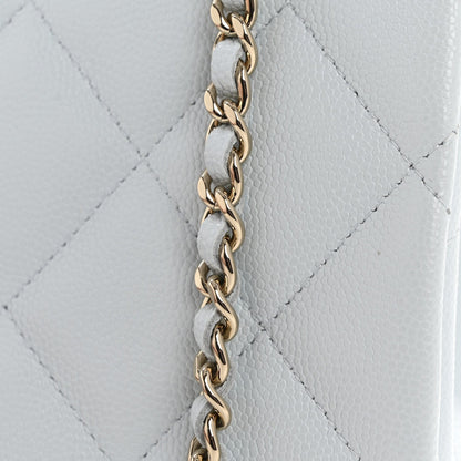 Caviar Quilted Mini Retro Twist Top Handle Flap Light Blue