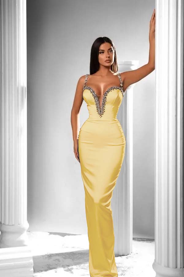 Black V-Neck Long Prom Dress Sleeveless with Beads