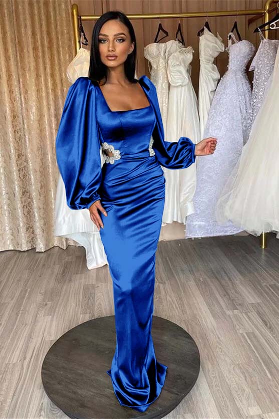 Glamorous Long Puff Sleeves Mermaid Prom Dress With Appliques