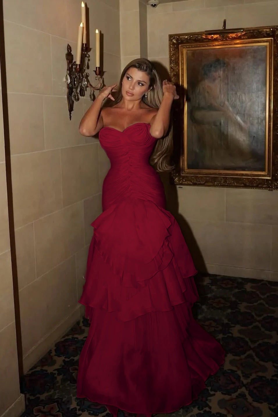Chic Strapless Sleeveless Sweetheart Prom Dress With Pleated