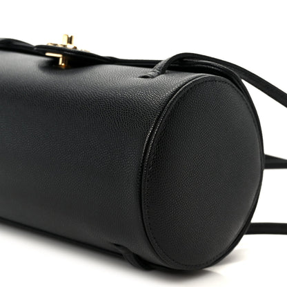 Shiny Caviar Preppy Coco Small Bowling Bag Black