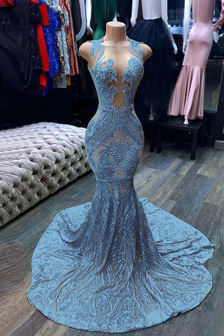 Mermaid Yellow Sequins Prom Dress Sleeveless