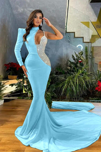White Sequins Mermaid Prom Dress One Shoulder