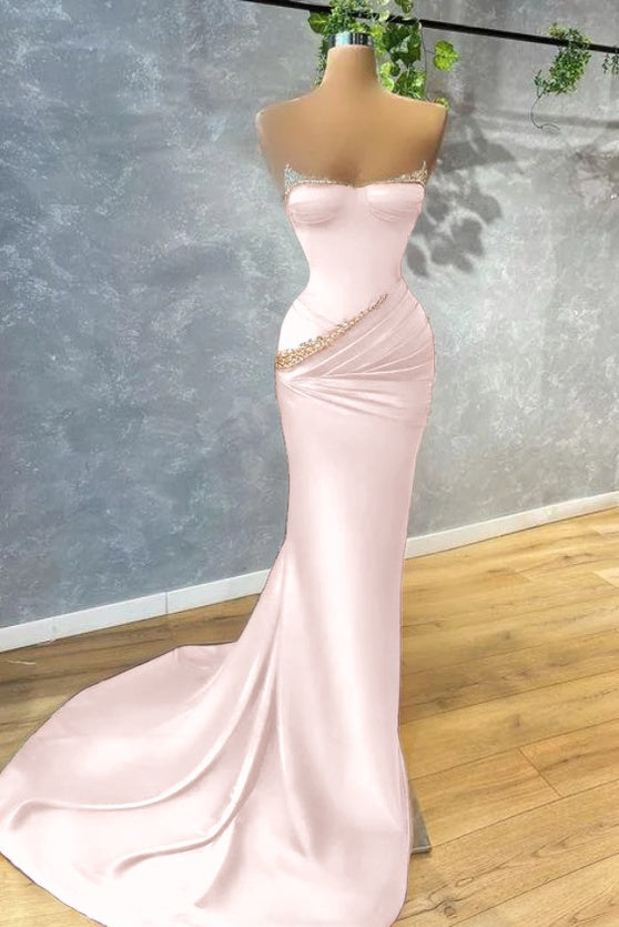 Dark Green Mermaid Prom Dress Strapless With beads