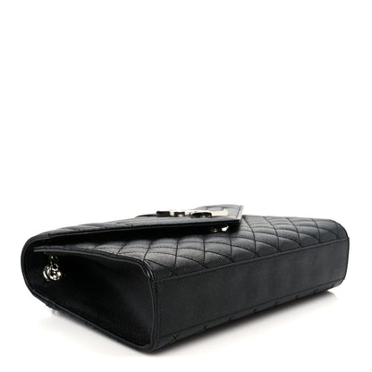 Grain De Poudre Textured Mixed Matelasse Triquilt Medium Monogram Satchel Black
