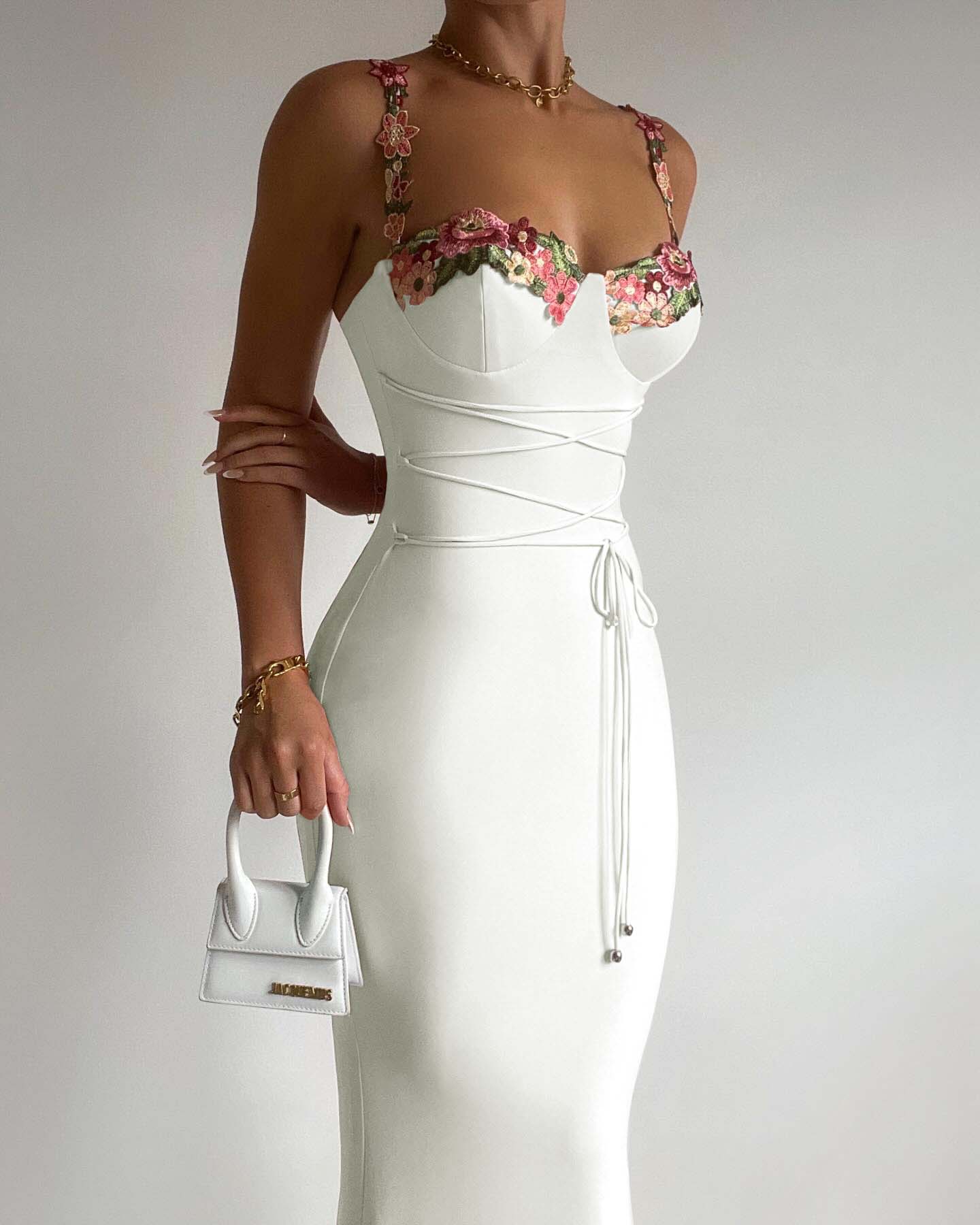 Elegant Customizable Pink Floral Sling Sheath Wrap Prom Dress