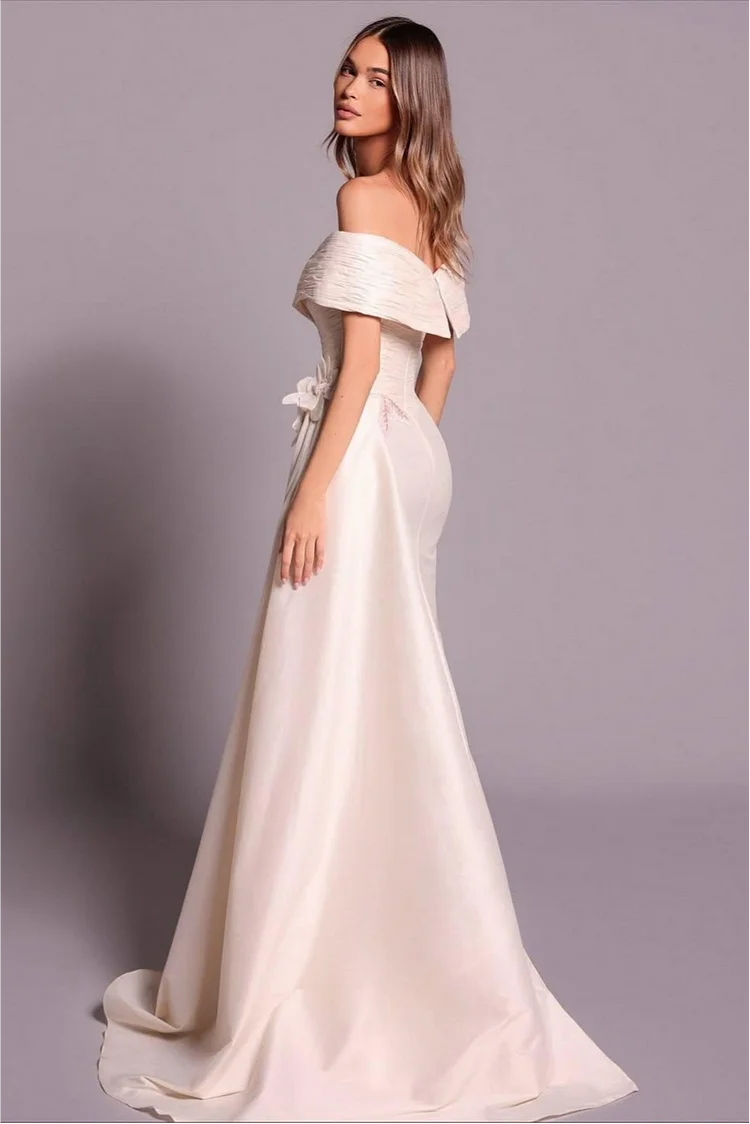 V-Neck Strapless Sleeveless Long Sheath Evening Dress With Appliques