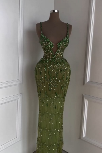 Luxurious Beaded Green Sweetheart Prom Dress