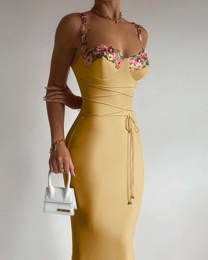 Elegant Customizable Pink Floral Sling Sheath Wrap Prom Dress