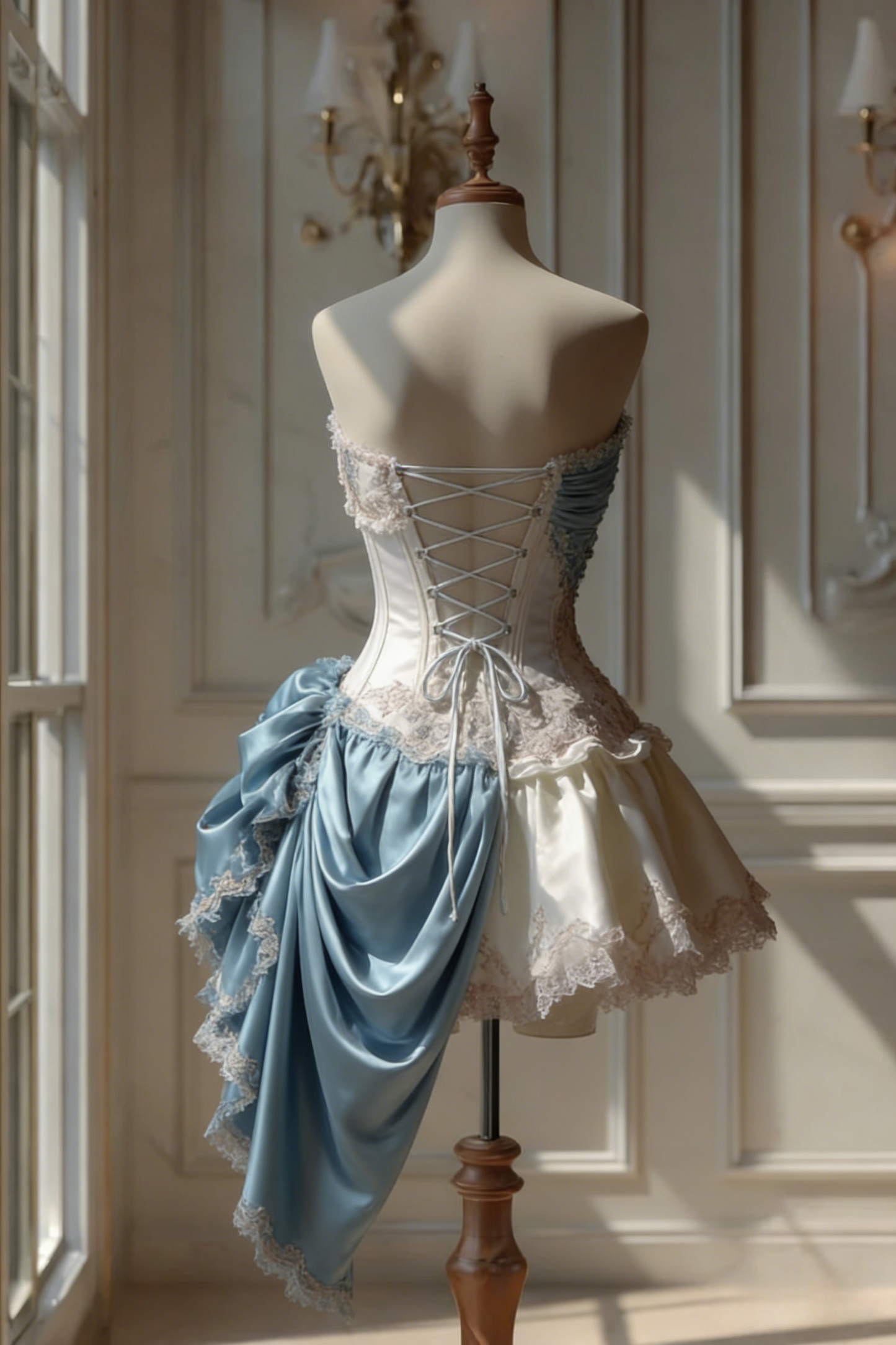 Gorgeous A-Line Blue Short Prom Dresses Satin Lace Sweetheart Birthday Dresses Sleeveless Evening Dresses ED06027