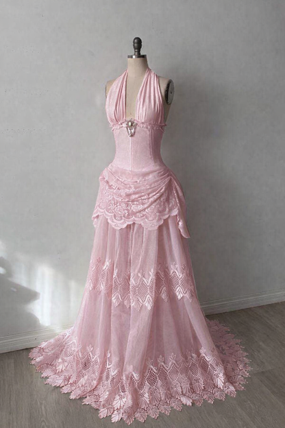 Chic Sheath Blue Long Prom Dresses Tulle V-neck Evening Dresses Sleeveless Party Dresses ED06297