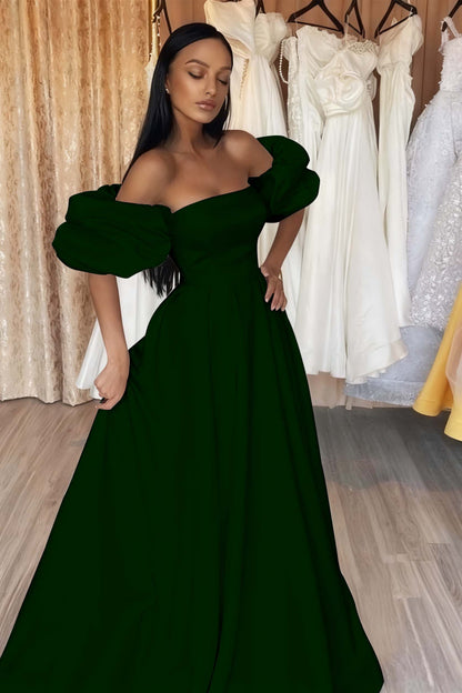 Black Off-The-Shoulder Prom Dress A Line