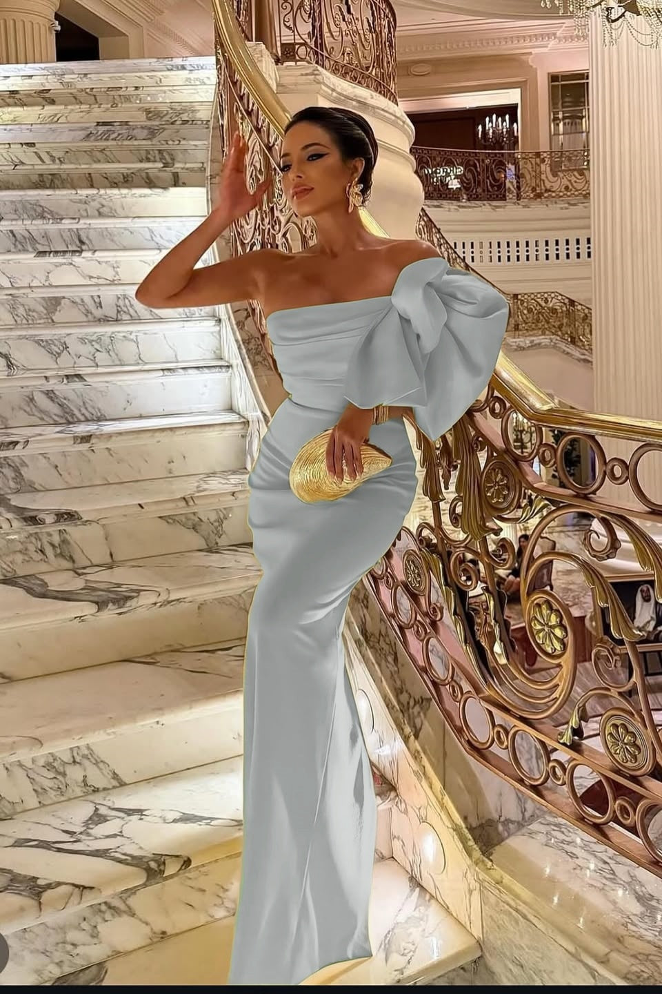 Sleeveless Strapless Mermaid Prom Dress With Bow