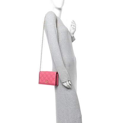 Calfskin GG Matelasse Chain Wallet Rhodamine Pink