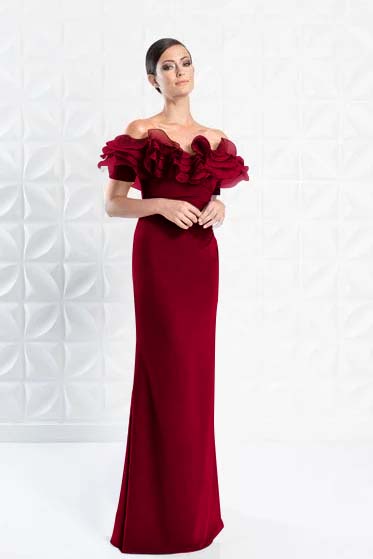 Graceful Off-the-shoulder Blue Slimming Sleeveless Evening Dress