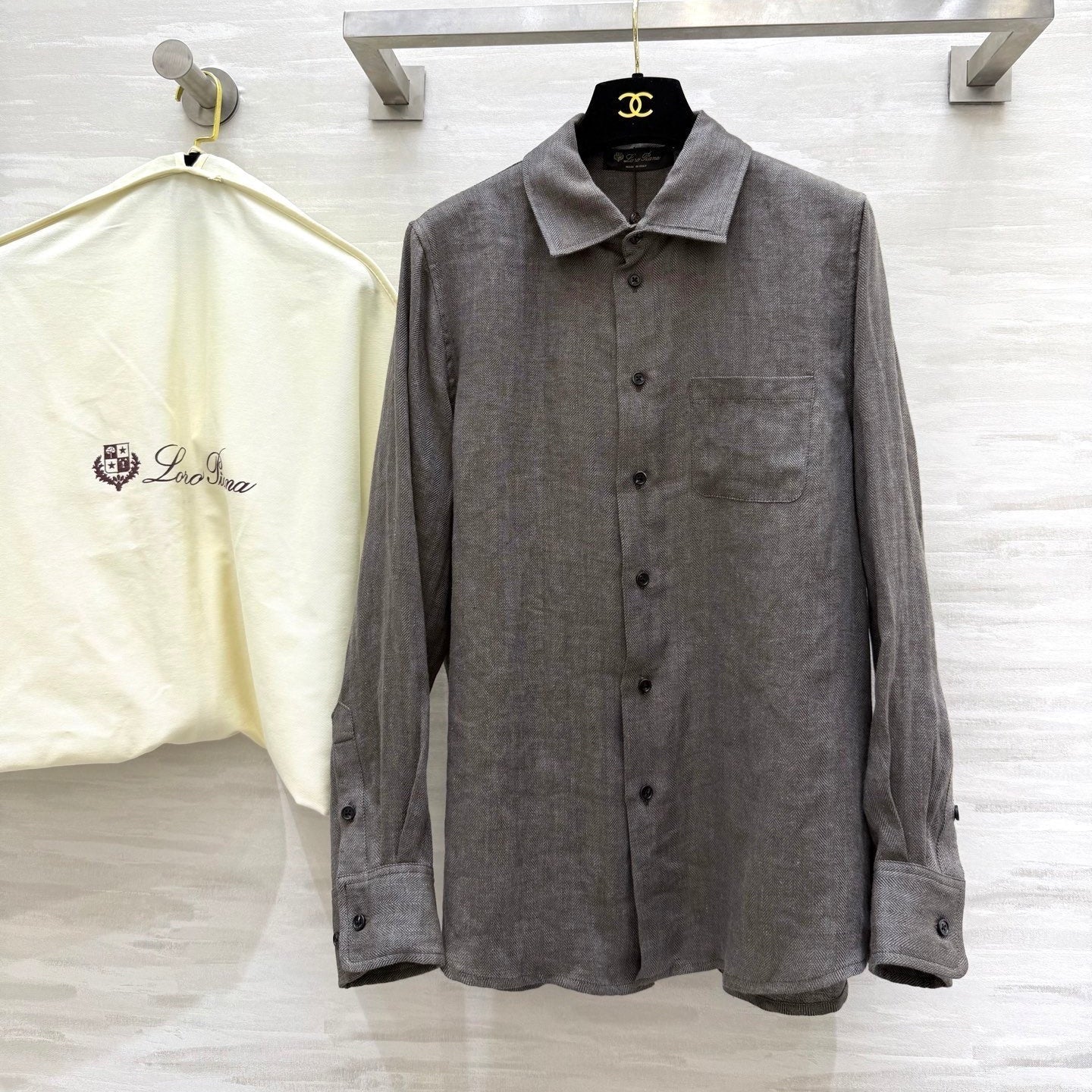 LP Vintage Herringbone Shirt Linen 346548