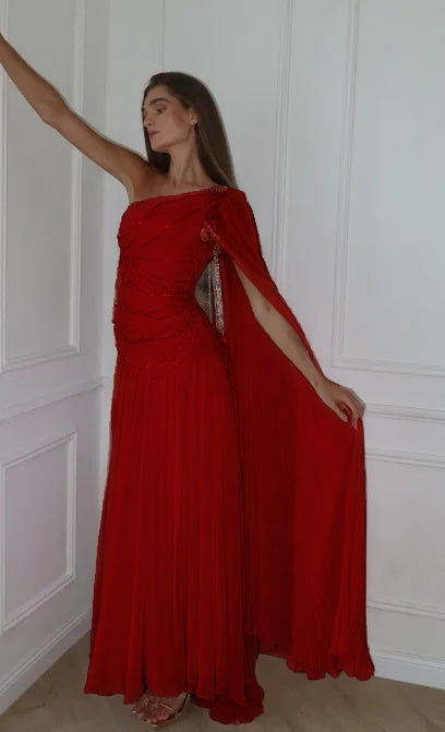 Blushing Pink One Shoulder Sheath Evening Dress With Beadings