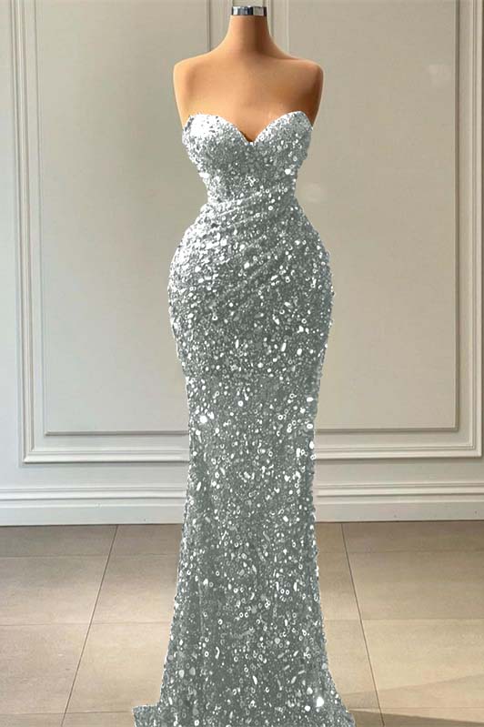 Blue Mermaid Sequins Prom Dress Sweetheart For Party