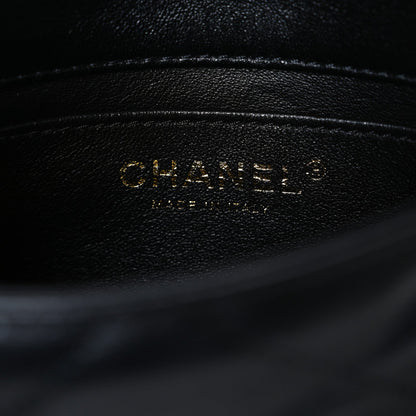 Lambskin Quilted Mini Chain Rows Flap Black