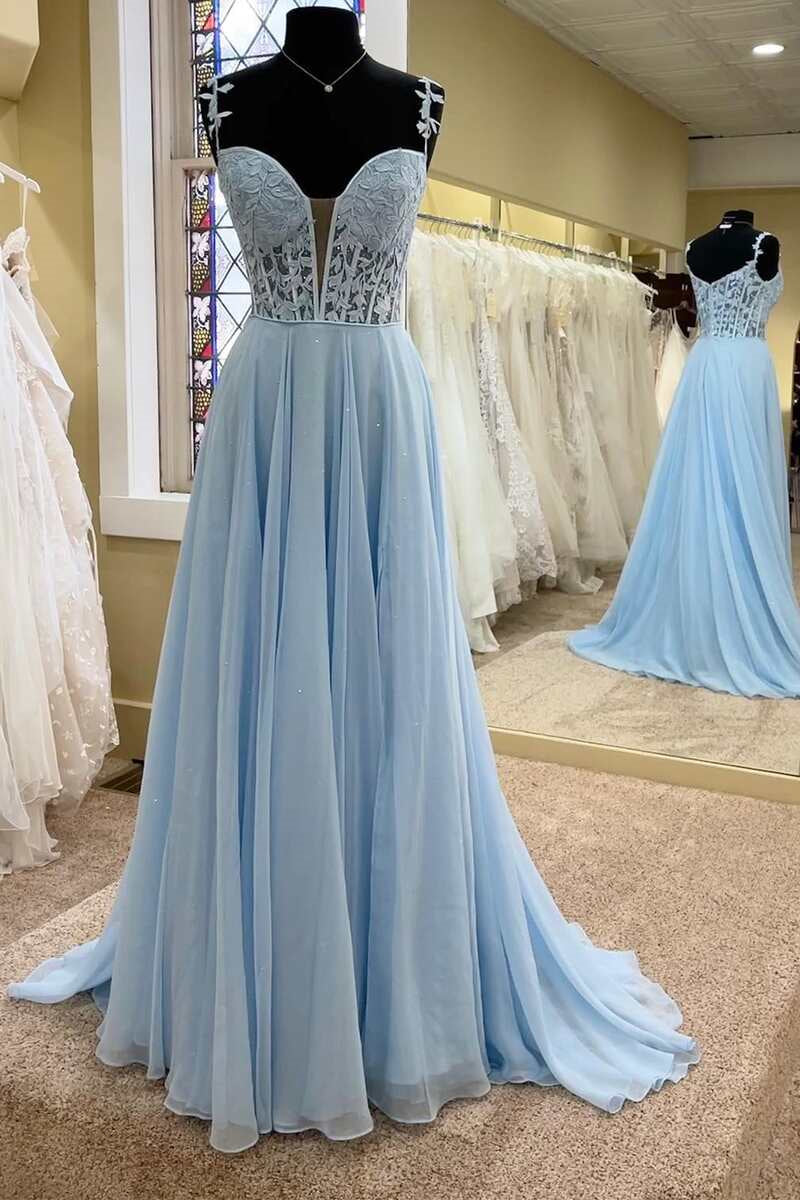 Glamorous Sweetheart Spaghetti-Straps Evening Dress A Line Tulle