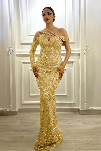 Gorgeous Long Sleeves Lavender Sequins Prom Dress Mermaid