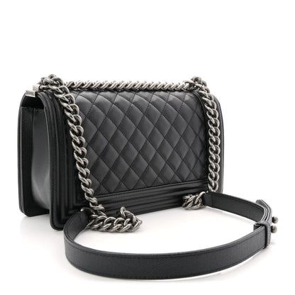 Caviar Quilted Medium Boy Flap Black