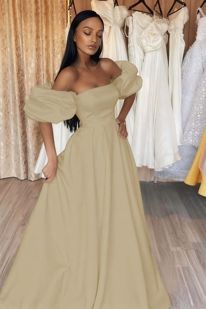 Black Off-The-Shoulder Prom Dress A Line